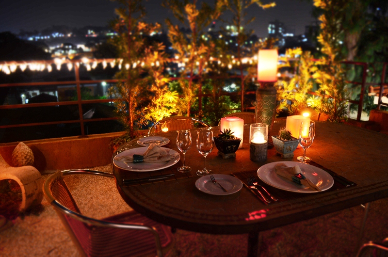 Área do terraço do restaurante
