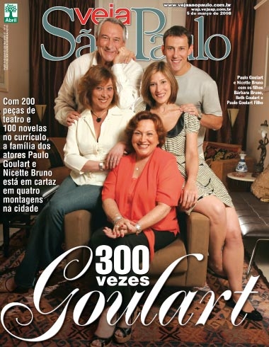 Paulo Goulart, Nicete Bruno e família em reportagem de capa da VEJA SÃO PAULO, em março de 2008 Paulo Goulart, Nicete Bruno e família em reportagem de capa da VEJA SÃO PAULO, em março de 2008