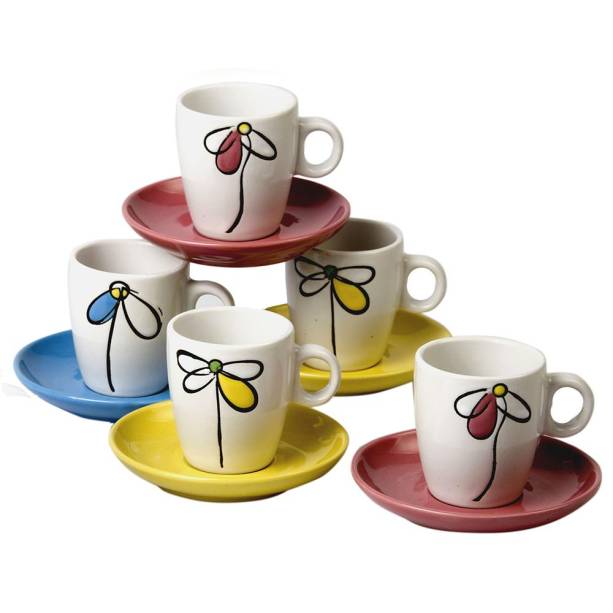 Jogo de xícara e pires com 12 peças de porcelana Jogo de xícara e pires com 12 peças de porcelana