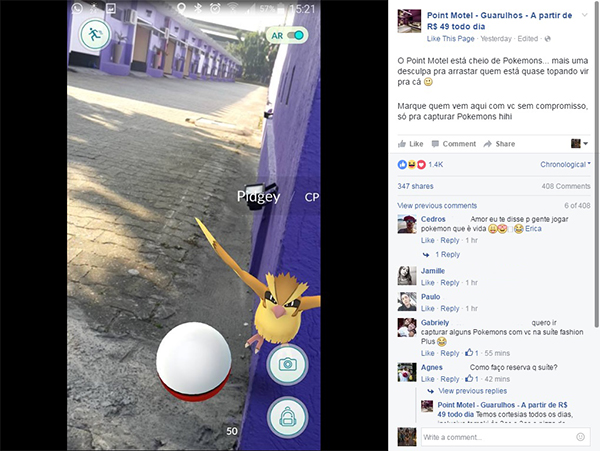 Motéis brasileiros aproveitam sucesso do Pokémon GO e lançam anúncios que fazem sucesso na internet