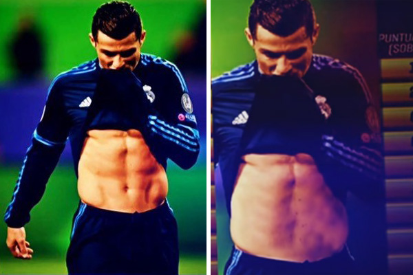 Emissora de televisão provoca polêmica ao usar Photoshop para apagar barriga definida de Cristiano Ronaldo