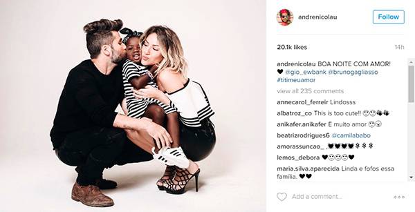 Bruno Gagliasso e Giovanna Ewbank surpreendem fãs com ensaio fotográfico com a filha, Chisomo