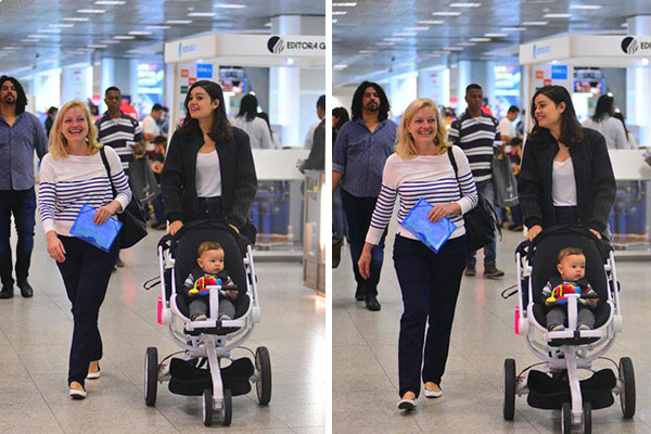 Sophie Charlotte faz rara aparição ao lado do filho Otto, de apenas 6 meses de idade, em aeroporto