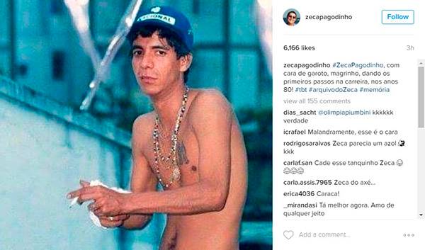 Zeca Pagodinho aparece irreconhecível em foto no Instagram e é comparado a Ayrton Senna