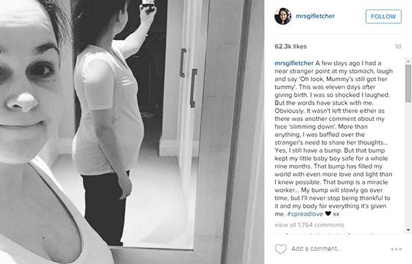 Mãe publica resposta perfeita a críticas sobre seu corpo 11 dias após o parto