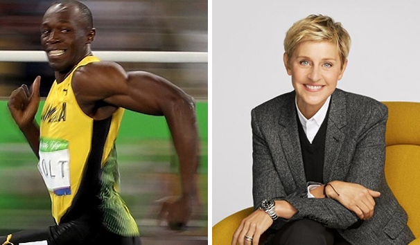 Apresentadora americana Ellen DeGeneres é acusada de racismo após publicar montagem com Usain Bolt