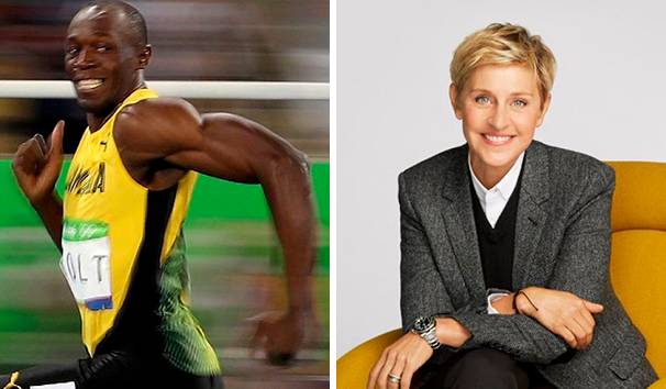 Apresentadora americana Ellen DeGeneres é acusada de racismo após publicar montagem com Usain Bolt