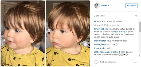 Shakira publica foto do filho caçula, Sasha, e fãs comparam garotinho a cantora