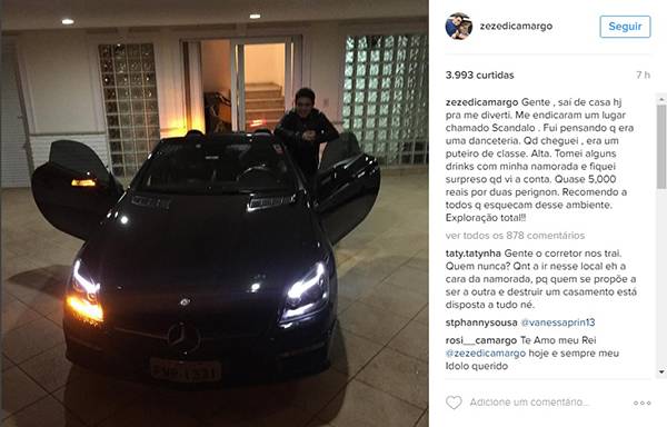 Em noite desastrada, Zezé Di Camargo vai parar em bordel e reclama de preço da champanhe