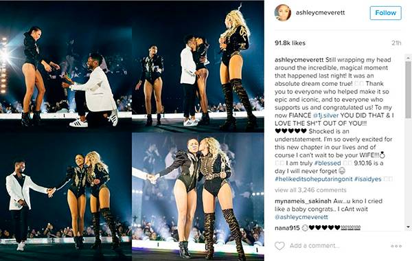 Beyoncé interrompe apresentação para que coreógrafo da turnê peça a namorada em casamento