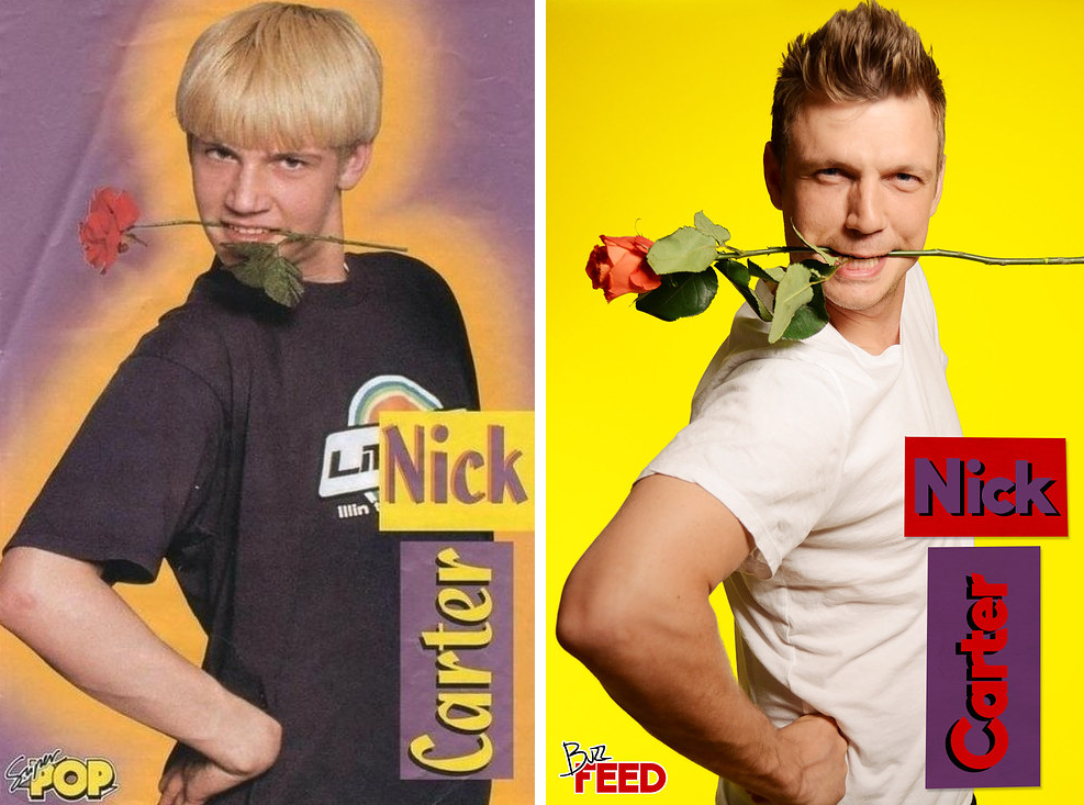 Integrantes do Backstreet Boys e New Kids on the Block reencenam fotos antigas