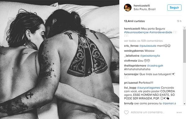 Henri Castelli publica foto íntima com a namorada e internautas questionam detalhe do registro