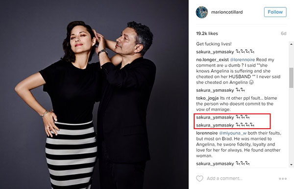 No Instagram, fãs de Angelina Jolie e Brad Pitt ofendem atriz apontada como pivô da separação