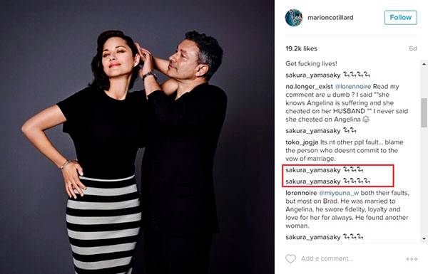 No Instagram, fãs de Angelina Jolie e Brad Pitt ofendem atriz apontada como pivô da separação