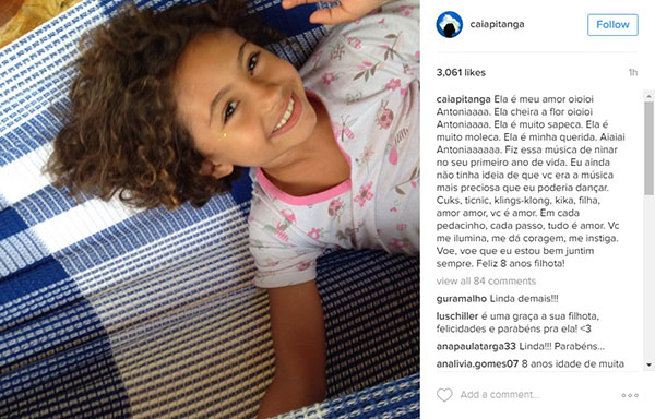 Camila Pitanga celebra aniversário de 8 anos da única filha com homenagem no Instagram