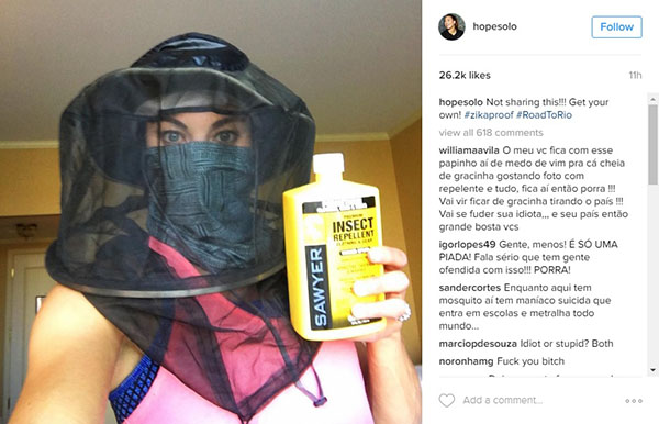 Goleira da seleção americana de futebol, Hope Solo ironiza Olimpíada e é criticada por brasileiros