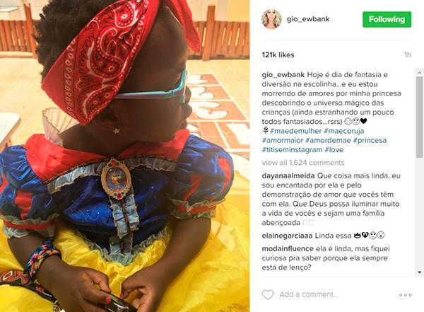 Giovanna Ewbank publica foto da filha caracterizada para o Halloween: “Hoje é dia de fantasia e diversão”
