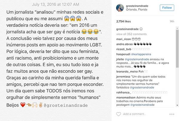 Fernando Grostein, irmão de Luciano Huck, publica desabafo no Instagram após notícia sobre sua orientação sexual