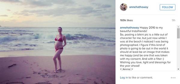Anne Hathaway dá resposta perfeita para paparazzi com foto surpreendente no Instagram
