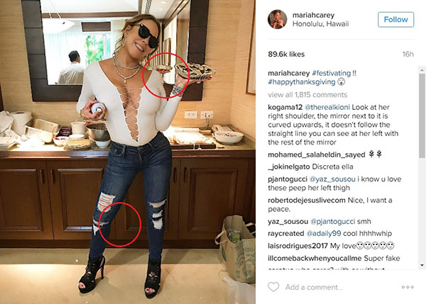 Foto de Ação de Graças de Mariah Carey provoca polêmica após fãs identificarem Photoshop