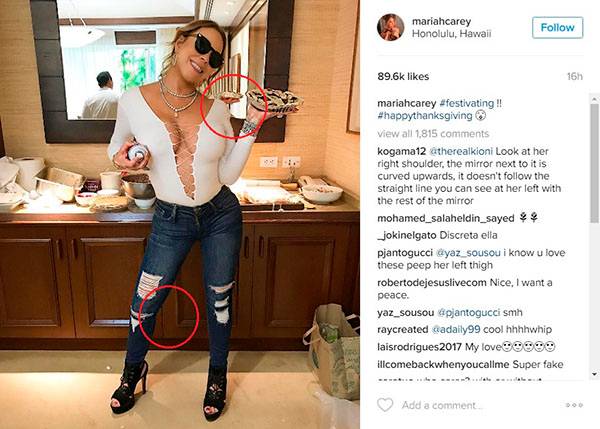 Foto de Ação de Graças de Mariah Carey provoca polêmica após fãs identificarem Photoshop