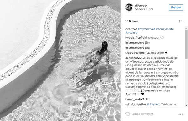 Isabeli Fontana aparece nua em clique feito na piscina durante lua de mel com Di Ferrero