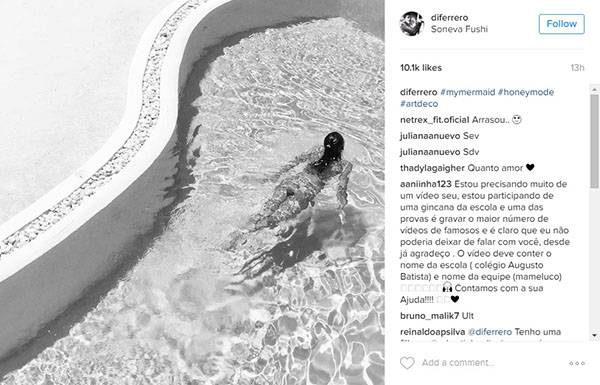 Isabeli Fontana aparece nua em clique feito na piscina durante lua de mel com Di Ferrero