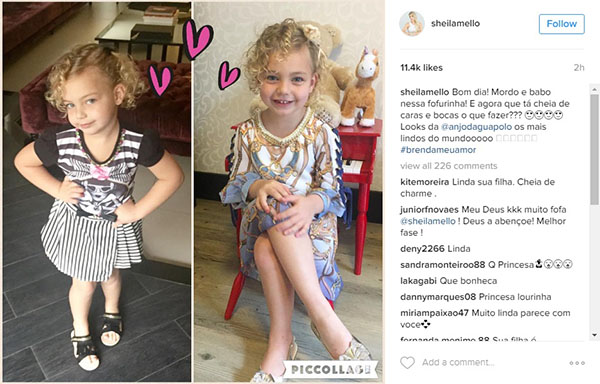 Sheila Mello publica foto fofa da filha Brenda, de três anos, e recebe elogios: “Cheia de charme” 