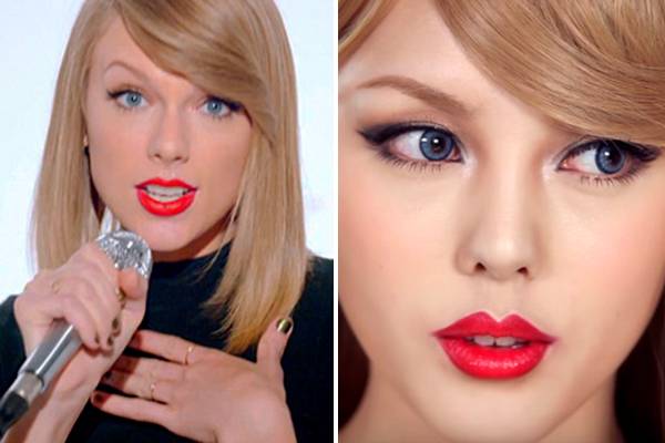 Blogueira coreana usa maquiagem para se transformar na cantora Taylor Swift
