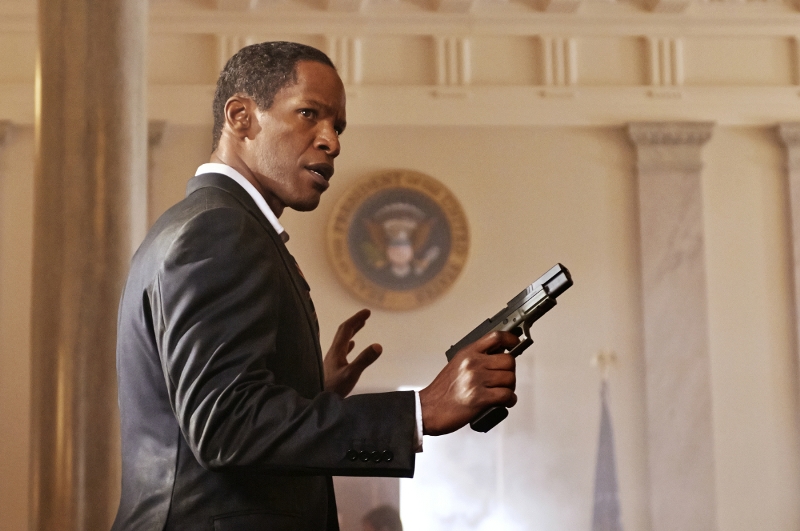 O Ataque: o ator Jamie Foxx interpreta o presidente dos Estados Unidos