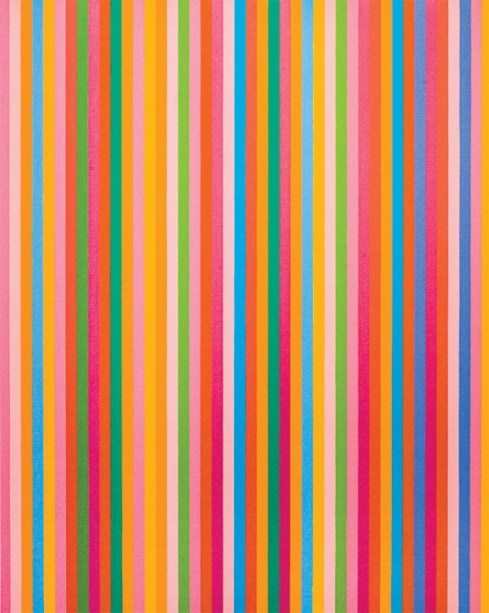 Diver, óleo da artista inglesa Bridget Riley: a tela integra a mostra Buzz Diver, óleo da artista inglesa Bridget Riley: a tela integra a mostra Buzz