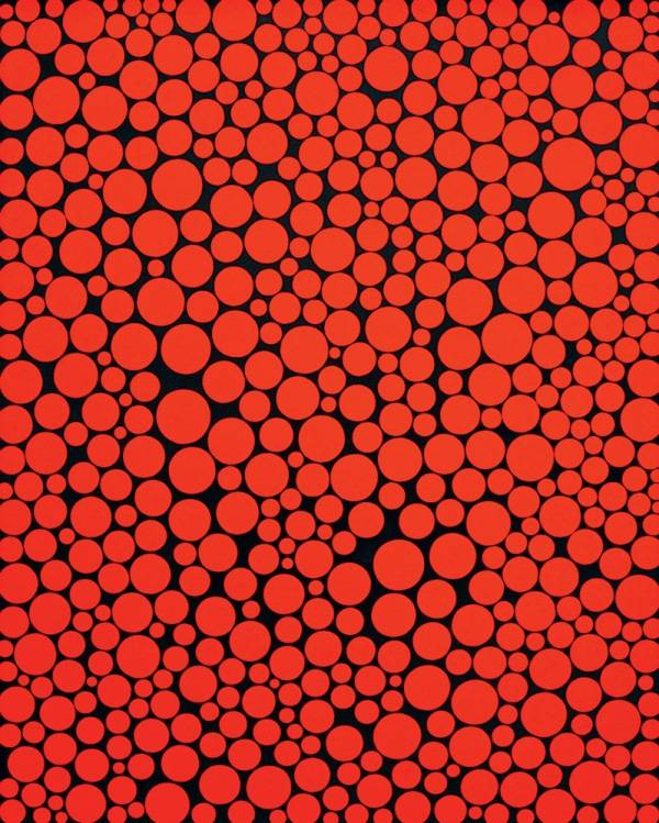 Acrílica de Yayoi Kusama: a tela faz parte da exposição Buzz Acrílica de Yayoi Kusama: a tela faz parte da exposição Buzz