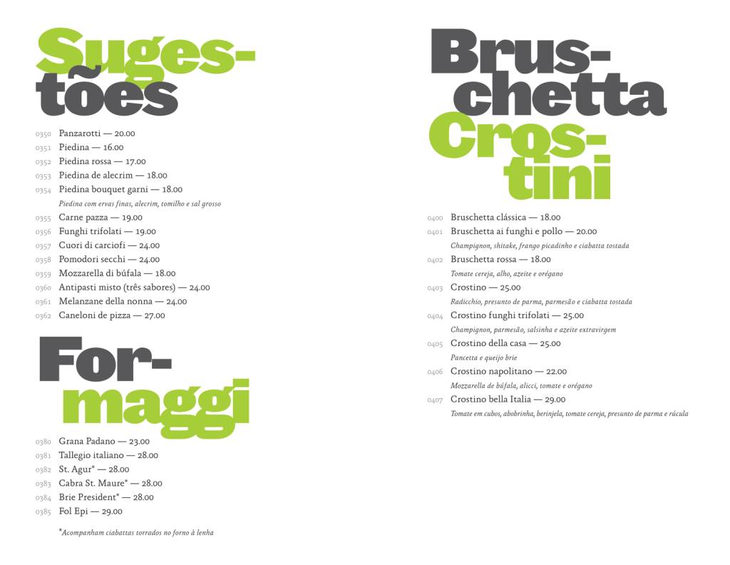 Cardápios da 68 La Pizzeria