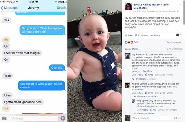 Pai faz sucesso na internet ao escolher roupinha curiosa para vestir a filha bebê no dia da creche