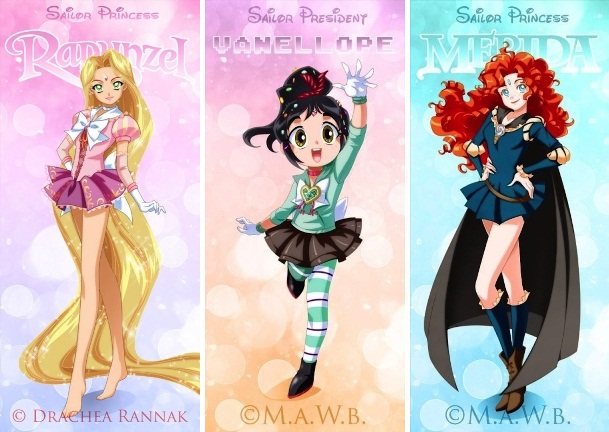 Viu isso? Fã desenha princesas da Disney no formato do anime ‘Sailor Moon’