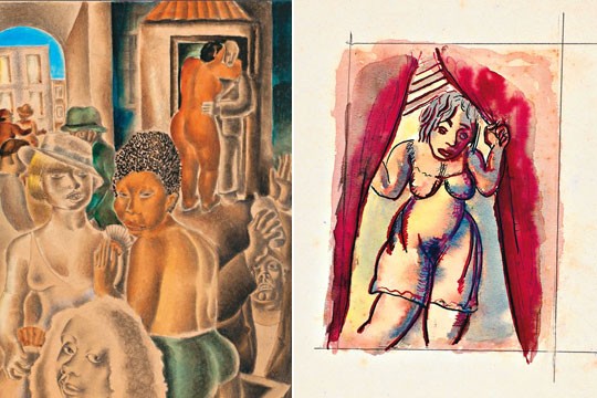 Obras de Di Cavalcanti (à esquerda) e Lasar Segall: abordagens distintas de um mesmo tema Obras de Di Cavalcanti (à esquerda) e Lasar Segall: abordagens distintas de um mesmo tema