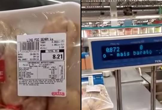 Cliente encontra diferença de peso em carne vendida pelo Extra e vídeo bomba na web