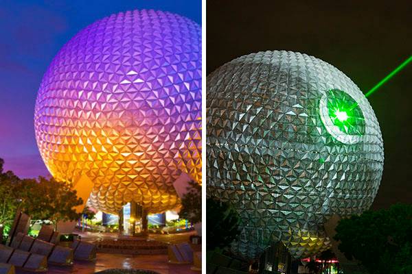 Walt Disney World Resort transforma ícone do parque temático Epcot na Estrela da Morte, de “Star Wars”