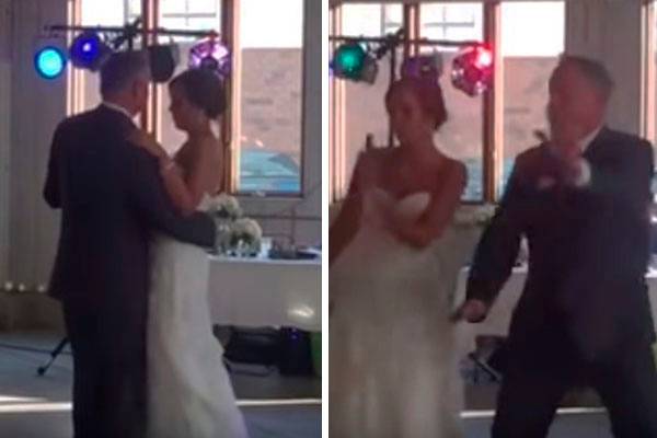 Em vídeo, pai e noiva surpreendem convidados de casamento com coreografia diferentona
