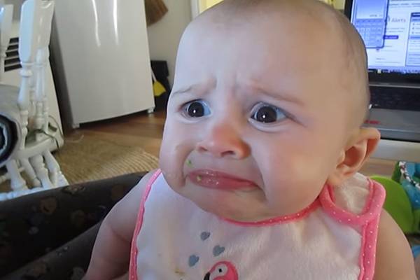Este bebê não gosta nada de abacate