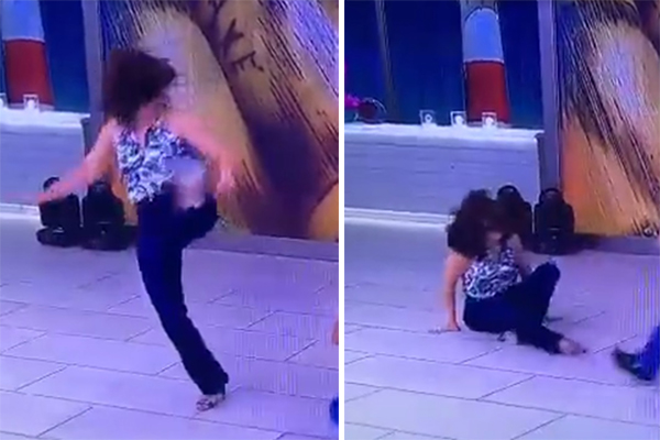 Fátima Bernardes joga capoeira no “Encontro”, cai ao vivo e vira piada na internet