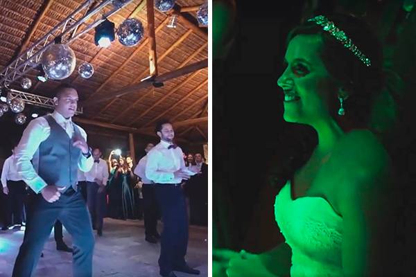 Noivo surpreende convidados com a ajuda dos padrinhos em vídeo que está fazendo sucesso na internet