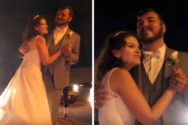 Recém-casados encontram solução criativa para “primeira dança” após ficarem presos no trânsito