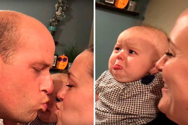 Bebê tem “crise de ciúmes” após ver os pais se beijando e reação chama a atenção da internet