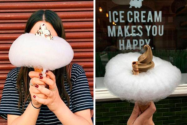 Endereço em Londres cria sobremesa de algodão doce com sorvete e faz sucesso na internet