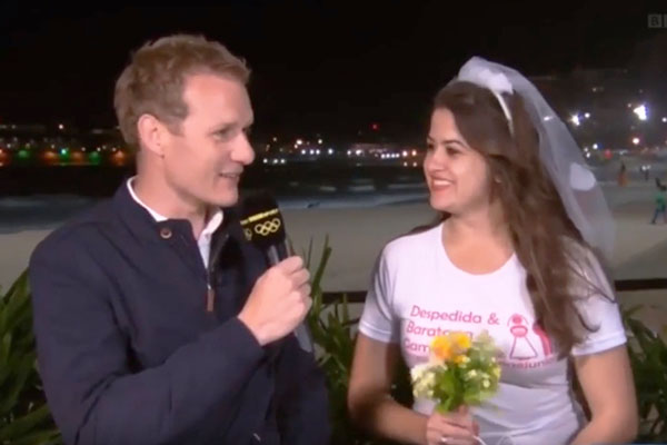 Noiva brasileira “invade” transmissão da BBC durante cobertura da Olimpíada