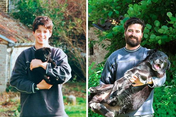 Homem recria foto com cachorro para se despedir de mascote com câncer