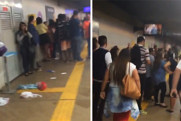 Em vídeo, discussão acalorada de casal no metrô confunde passageiros e é confundido com “arrastão”