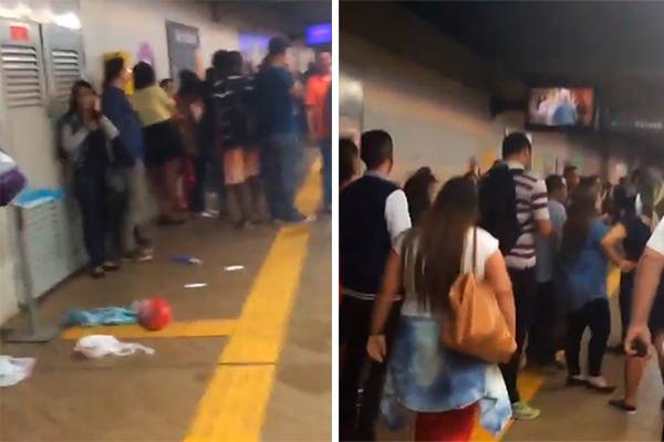Em vídeo, discussão acalorada de casal no metrô confunde passageiros e é confundido com “arrastão”