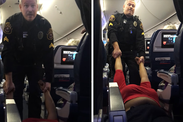 Oficiais “arrastam” mulher para fora do avião em vídeo que já foi visto mais de 1,8 milhão de vezes